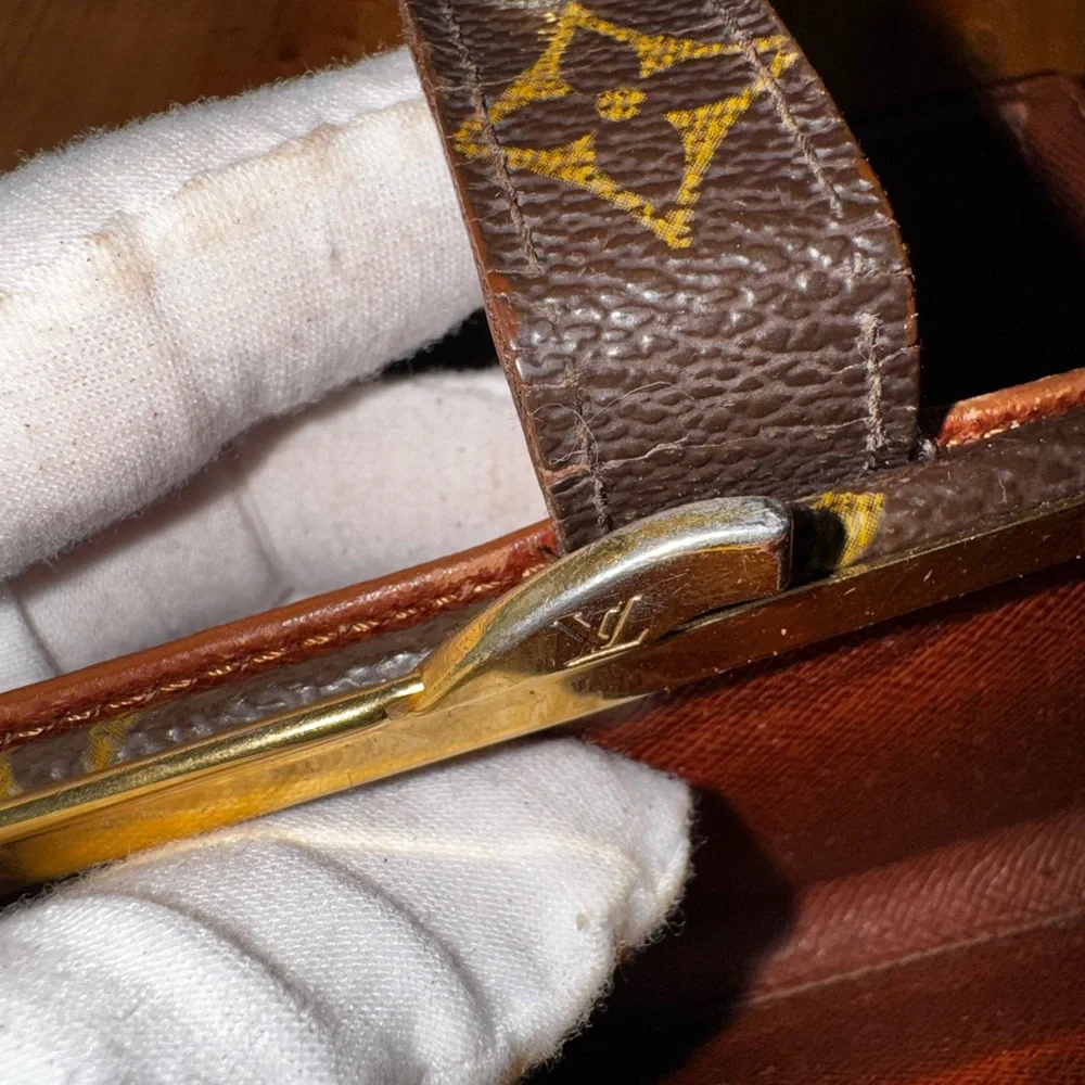Louis Vuitton French purse, wallet, monogram, vintage kiss Lock brown gold - Picture 11 of 16
